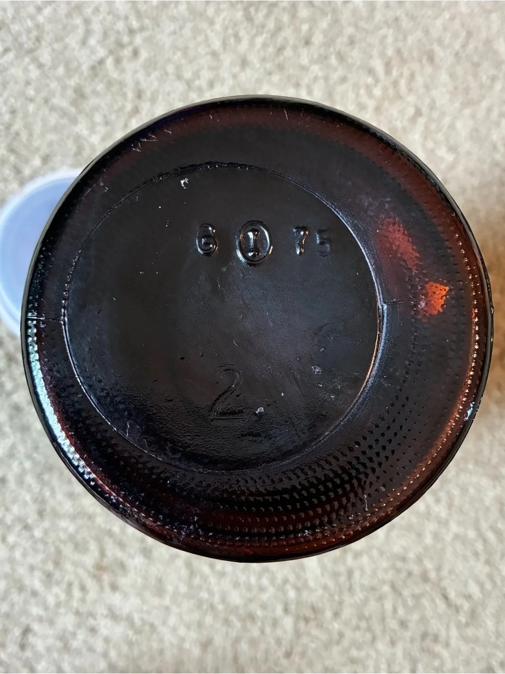 1975 Cremora Apothecary Jar Collectable Cannister Dark Brown Glass Fleur De Lis